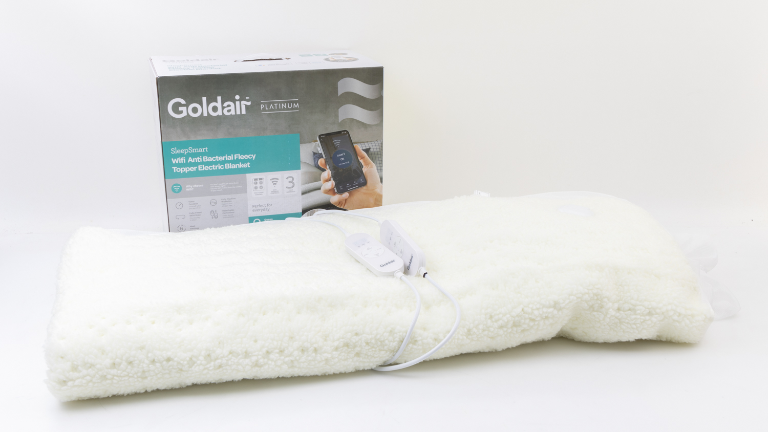 Goldair Platinum SleepSmart Wifi Anti Bacterial Fleecy Topper Electric Blanket GPFAEB-Q carousel image