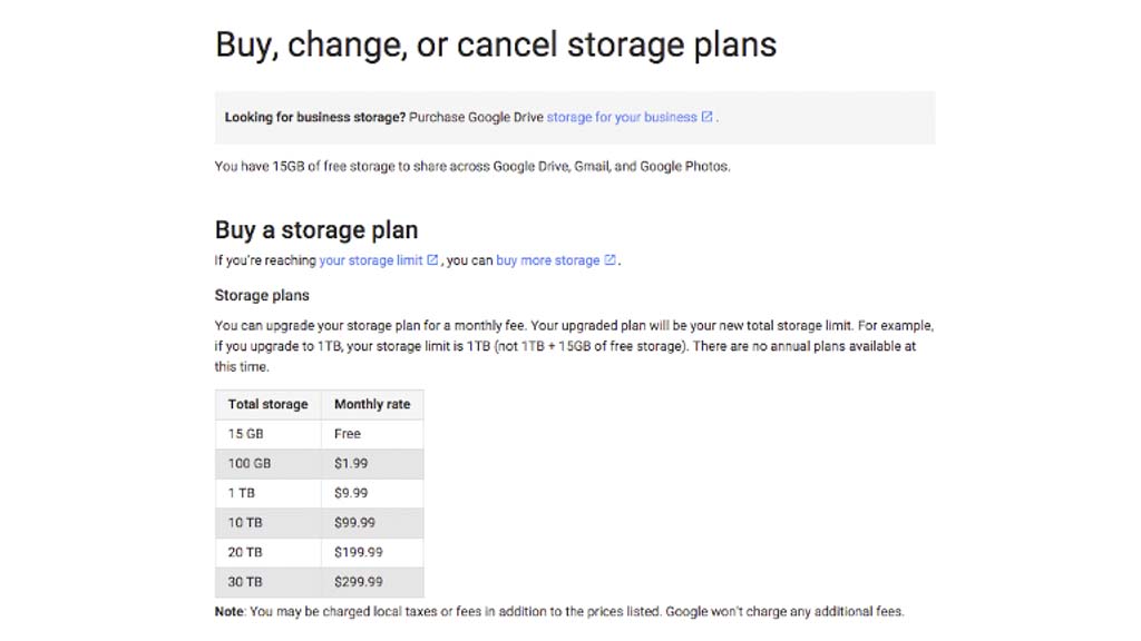 Google Drive Online storage