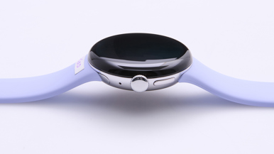 Google Pixel Watch 4 41mm Wi-Fi Polished Silver Aluminum Case, Iris Active Band