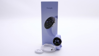 Google Pixel Watch 4 41mm Wi-Fi Polished Silver Aluminum Case, Iris Active Band