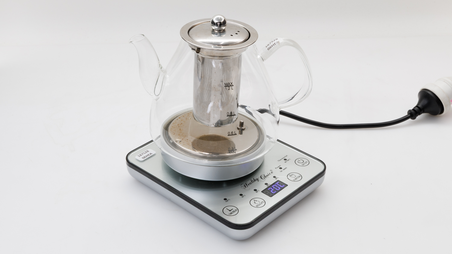 Healthy Choice 1.2L Digital Glass Kettle with Tea Infuser SK200