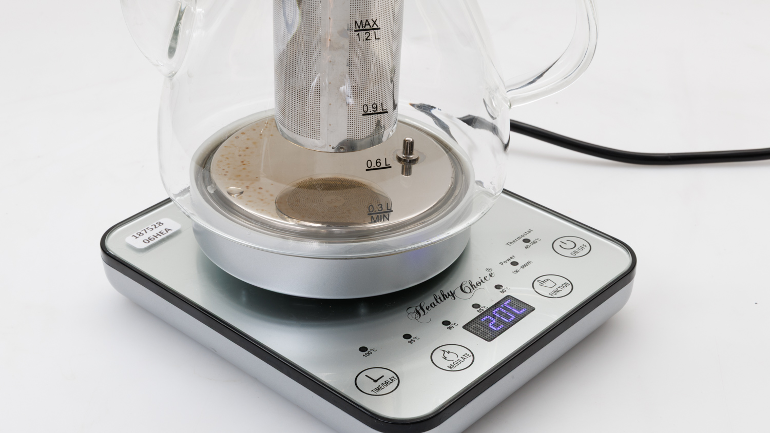 Healthy Choice 1.2L Digital Glass Kettle with Tea Infuser SK200