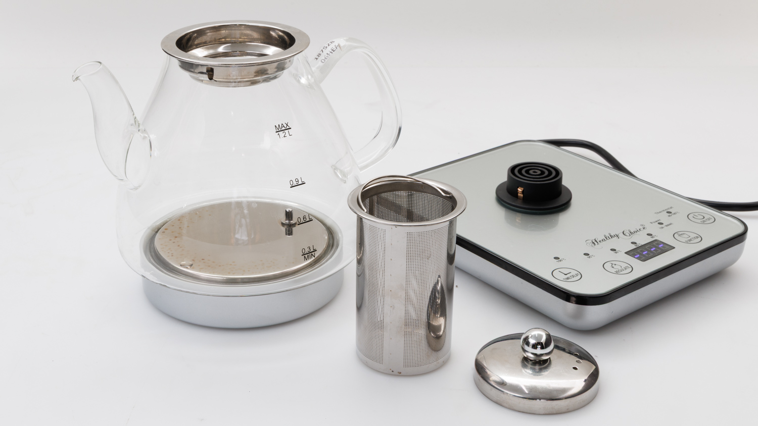 Healthy Choice 1.2L Digital Glass Kettle with Tea Infuser SK200