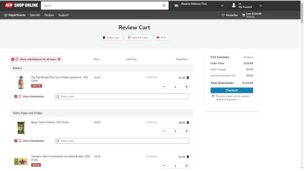 IGA Shop online