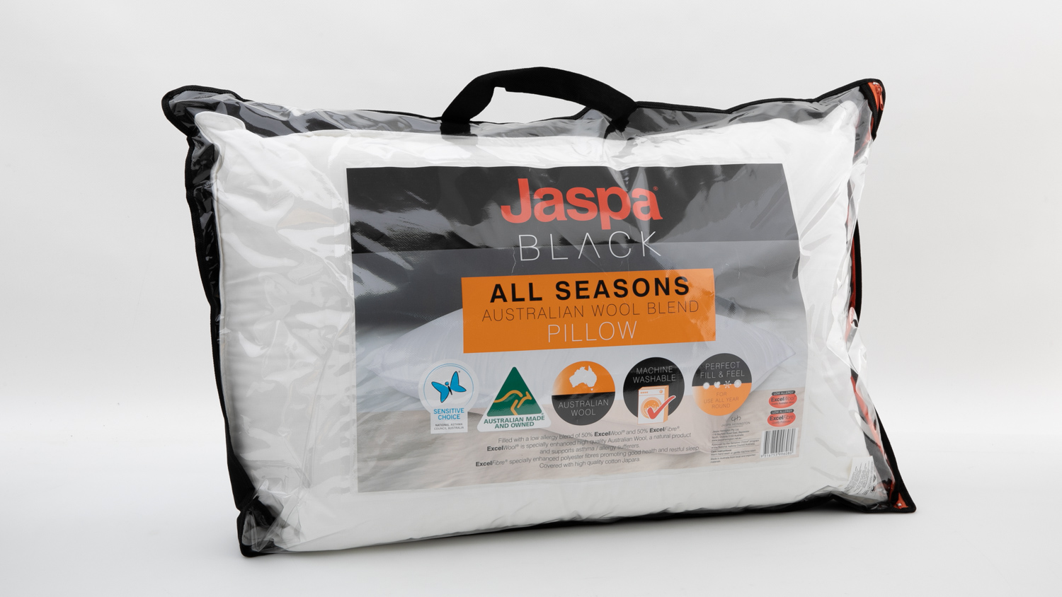 Jaspa Black All Seasons Australian Wool Blend Pillow carousel image