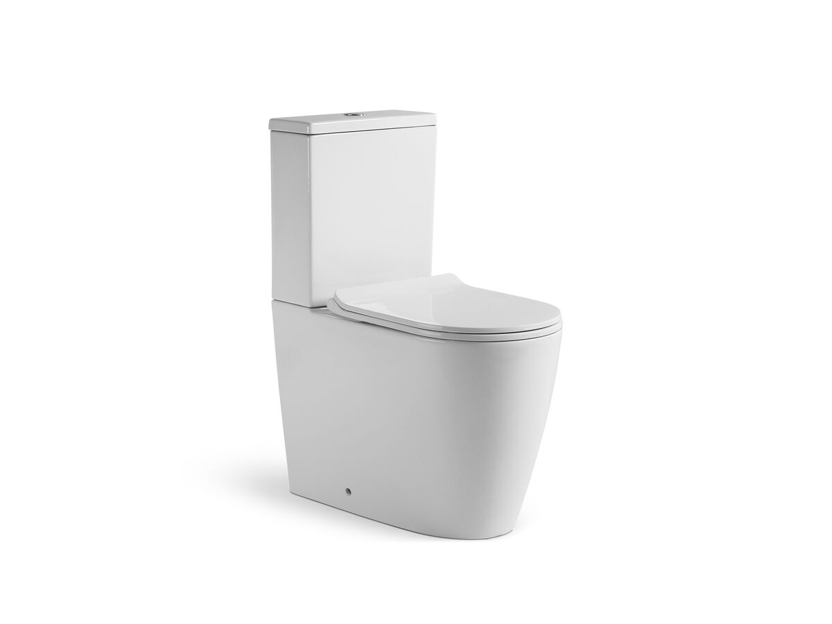Kado Lux Close Coupled Back to Wall Rimless Overheight Back Inlet Toilet Suite with Thin Soft Close Quick Release Seat White carousel image