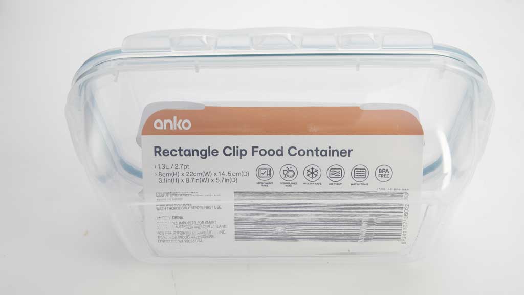 Kmart Anko Rectangle Clip Food Container 42-895-923