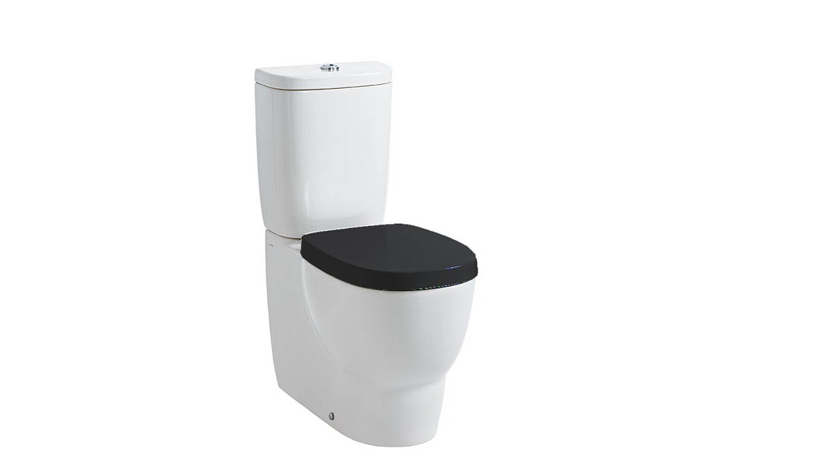 Laufen Mimo Close Coupled Back to Wall Toilet Suite Back Inlet Soft Close Black Seat White