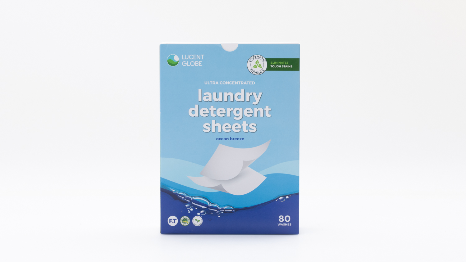 Lucent Globe Ultra Concentrated Laundry Detergent Sheets Ocean Breeze Top Loader