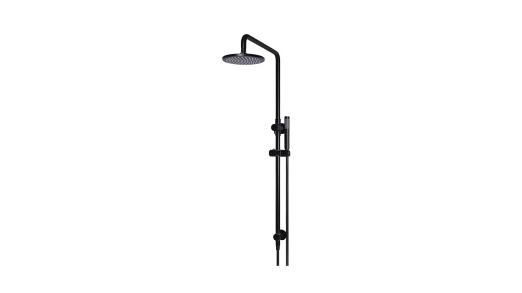 Meir Round 200mm Rose Combination Shower Rail with Single Function Hand Shower Matte Black MZ0704-R