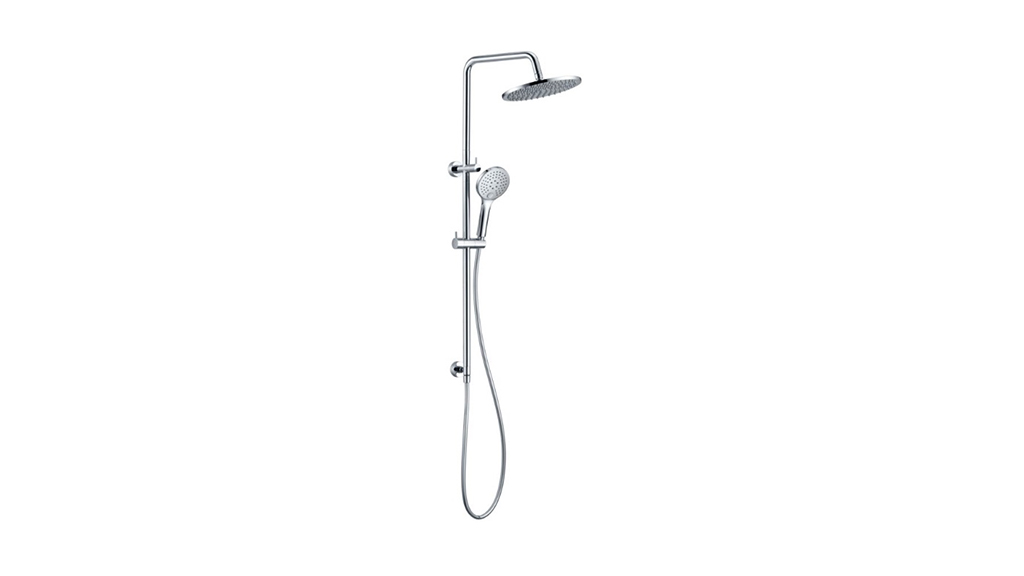 Mizu Drift Twin Rail Shower and 300 ABS Overhead with Top Rail Water Inlet Chrome 9512142
