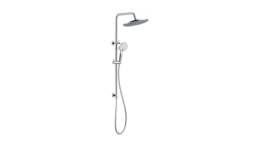 Mizu Drift Twin Rail Shower with 300 ABS Overhead with Top Rail Water Inlet Chrome 9505907