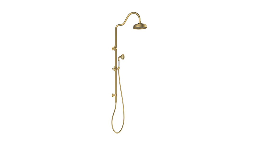 Mondella Maestro Brushed Brass Exposed Shower On Rail With Hand Set MON1243 carousel image