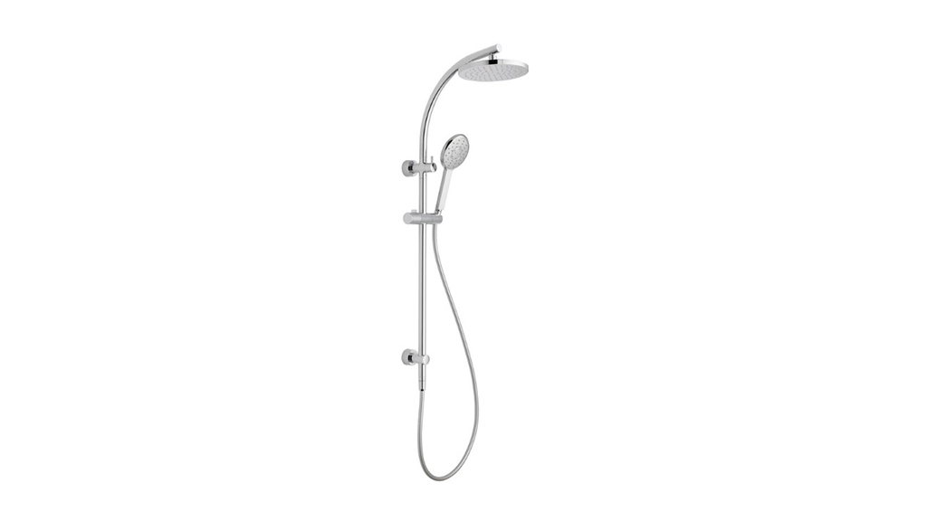 Nikles Pearl Curve Twin Shower with Top Rail Water Inlet 200 Round Overhead Chrome 4201154 carousel image
