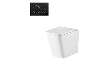 Oliveri Munich Wall Faced Toilet Suite With Black Round Push Plate