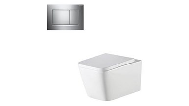 Oliveri Munich Wall Hung Toilet Suite With Chrome Square Push Plate