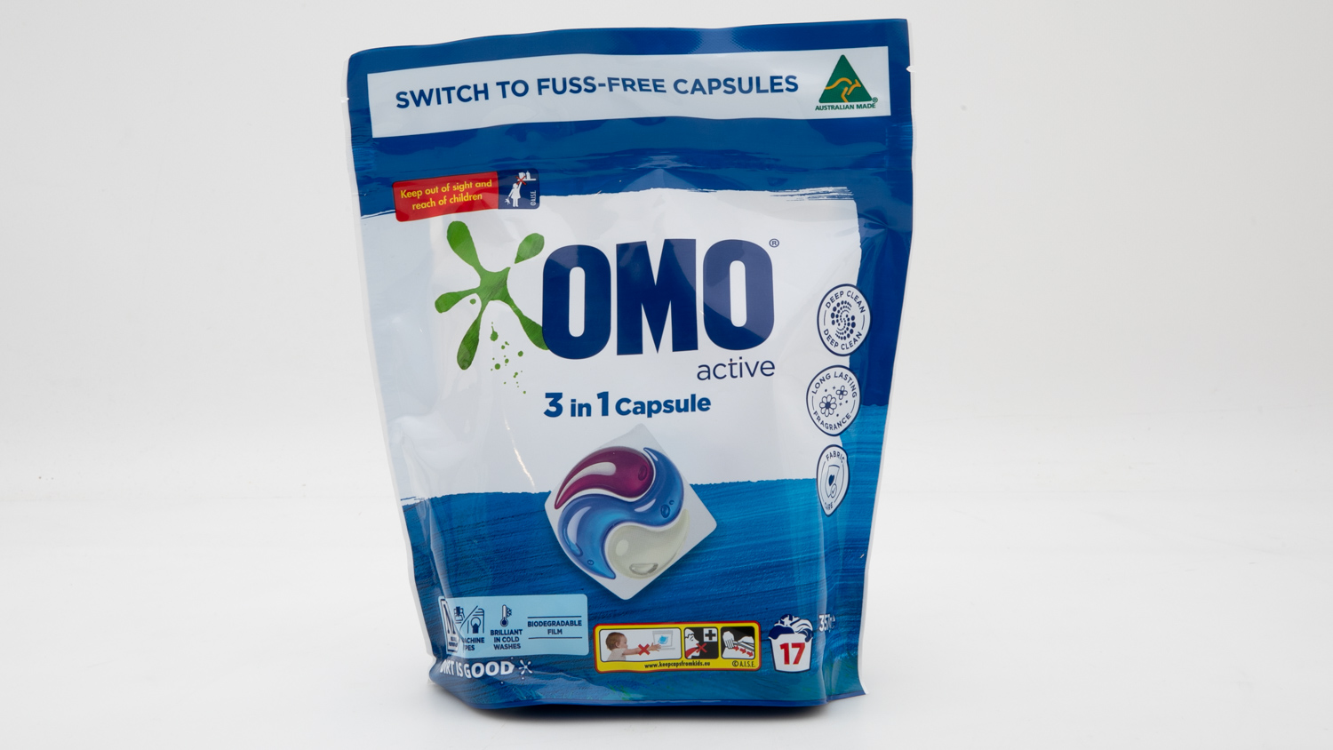 Omo 3 in 1 Active 17 Capsules 357g Front Loader carousel image