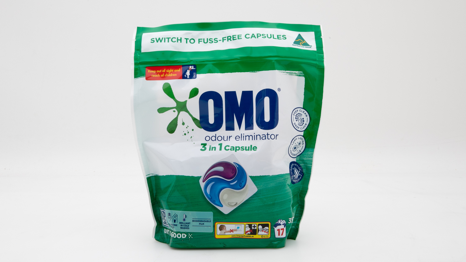 Omo Odour EIiminator 3 in 1 Capsule 17 Capsules 357g Front Loader