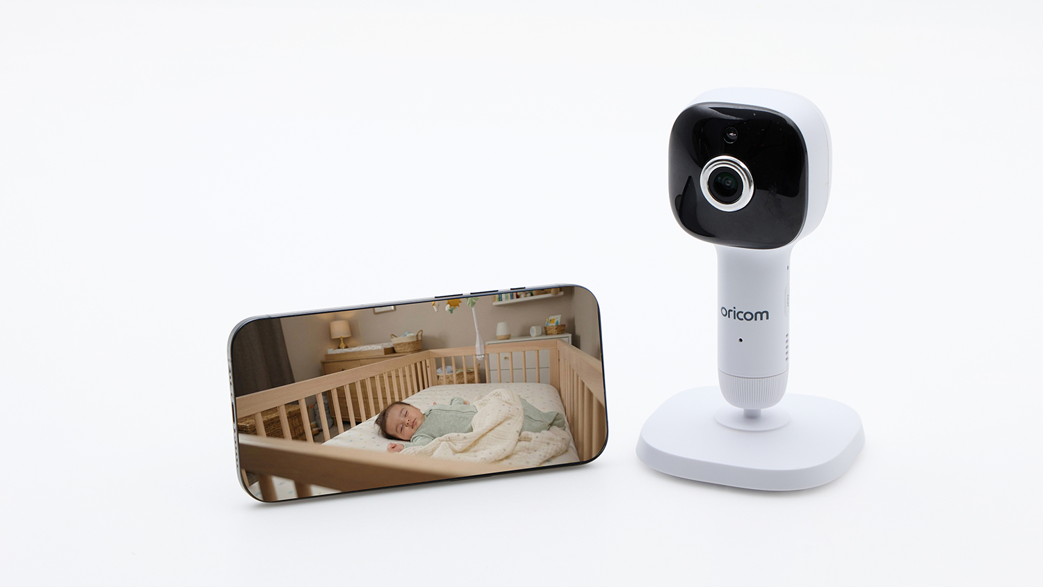Oricom Skyview AI 5" Smart HD Baby Monitor with Cot Stand OBH650AI (app mode) 