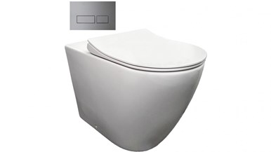 Parisi Ellisse Ambulant Wall Faced Toilet Suite with Blade Rectangular Chrome Flush Plate