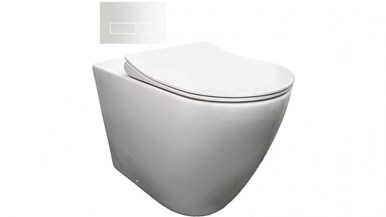 Parisi Ellisse Ambulant Wall Faced Toilet Suite with Blade Rectangular Gloss White Flush Plate