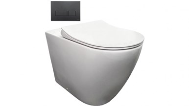 Parisi Ellisse Ambulant Wall Faced Toilet Suite with Blade Rectangular Matte Black Plate