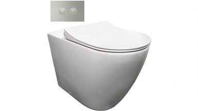 Parisi Ellisse Ambulant Wall Faced Toilet Suite with Chrome Metal Flush Plate