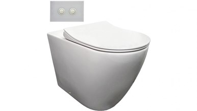 Parisi Ellisse Ambulant Wall Faced Toilet Suite with White Glass Flush Plate