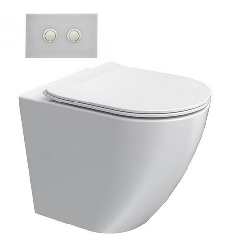 Parisi Ellisse MK II Wall Faced Pan with In-Wall Cistern and Push Button Panel carousel image