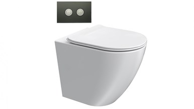 Parisi Ellisse MK II Wall Faced Toilet Suite with Black Glass Flush Plate