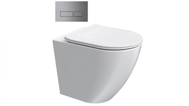 Parisi Ellisse MK II Wall Faced Toilet Suite with Blade Rectangular Chrome Flush Plate