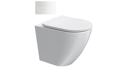 Parisi Ellisse MK II Wall Faced Toilet Suite with Blade Rectangular Gloss White Flush Plate