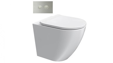 Parisi Ellisse MK II Wall Faced Toilet Suite with Chrome Metal Flush Plate