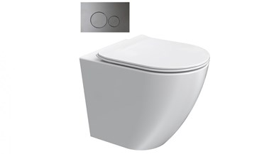 Parisi Ellisse MK II Wall Faced Toilet Suite with Tondo Round Chrome Flush Plate