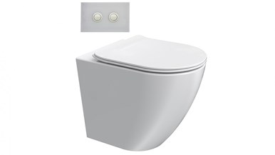 Parisi Ellisse MK II Wall Faced Toilet Suite with White Glass Flush Plate