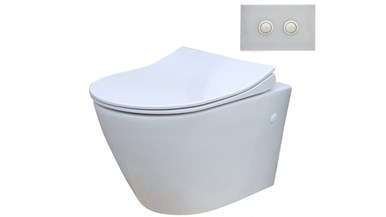 Parisi Ellisse MK II Wall Hung Toilet Suite with Twin Button White Glass Flush Plate