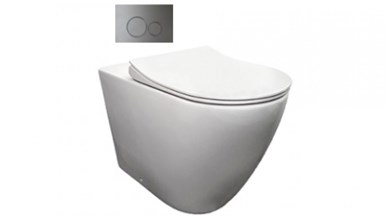 Parisi Ellisse Wall-Faced Ambulant Pan with In-Wall Cistern and Chrome Flush Plate