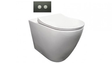 Parisi Ellisse Wall-Faced Ambulant Pan with In-Wall Cistern and Glass Flush Plate