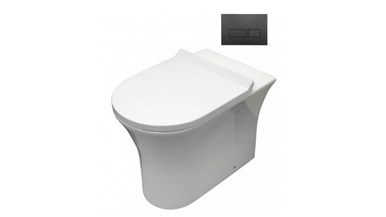 Parisi Play MK II Wall Faced Toilet Suite with Blade Rectangular Matte Black Flush Plate