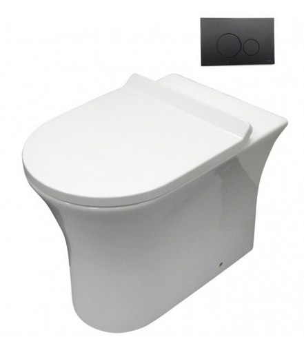 Parisi Play MK II Wall Faced Toilet Suite with Tondo Round Matte Black Flush Plate carousel image