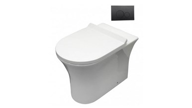 Parisi Play MK II Wall Faced Toilet Suite with Tondo Round Matte Black Flush Plate