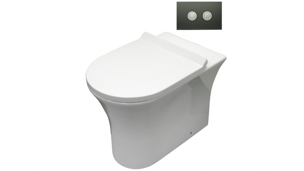 Parisi Play Mk II Wall Faced Toilet Suite with Twin Button Black Glass Flush Plate carousel image