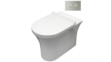 Parisi Play MK II Wall Faced Toilet Suite with Twin Button Set Chrome Metal Flush Plate