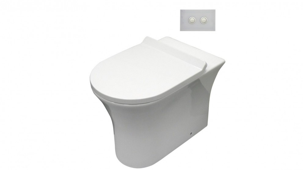 Parisi Play MK II Wall Faced Toilet Suite with Twin Button White Glass Flush Plate carousel image