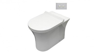 Parisi Play MK II Wall Faced Toilet Suite with Twin Button White Glass Flush Plate