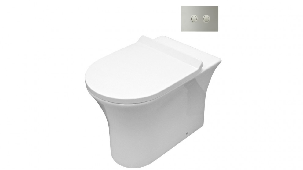 Parisi Play MK II Wall Hung Toilet Suite with Twin Button Set Chrome Metal Flush Plate