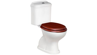 Posh Canterbury Close Coupled Toilet Suite with Oak Cherry Seat White