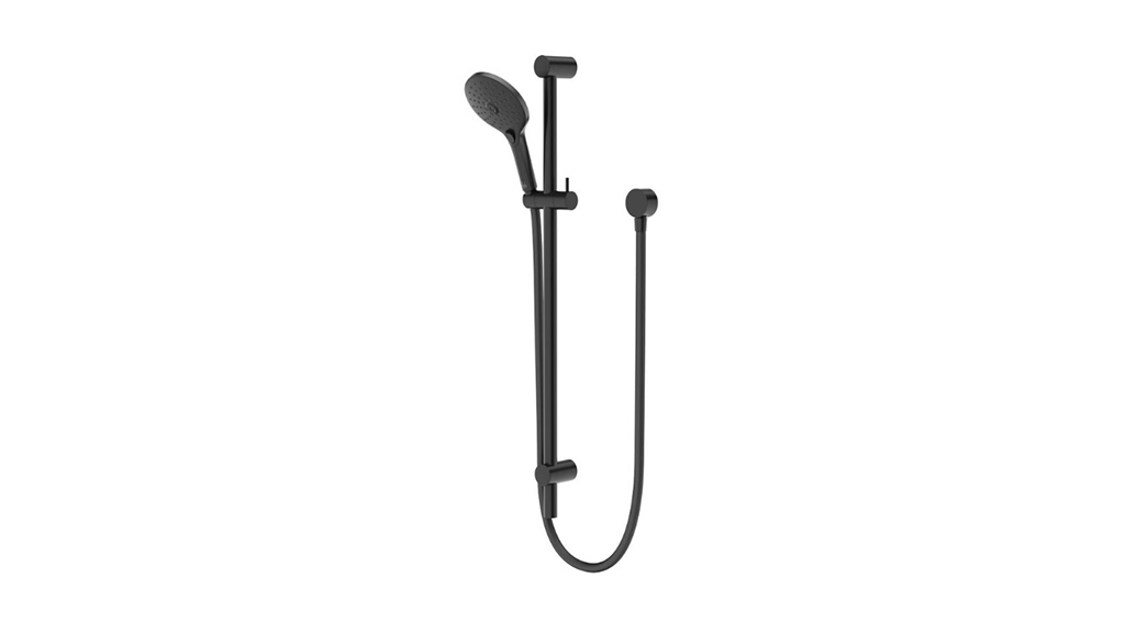 Posh Domaine Brass Single Rail Shower 3 Functions with Wall Water Inlet Matte Black PDSRBRBK carousel image