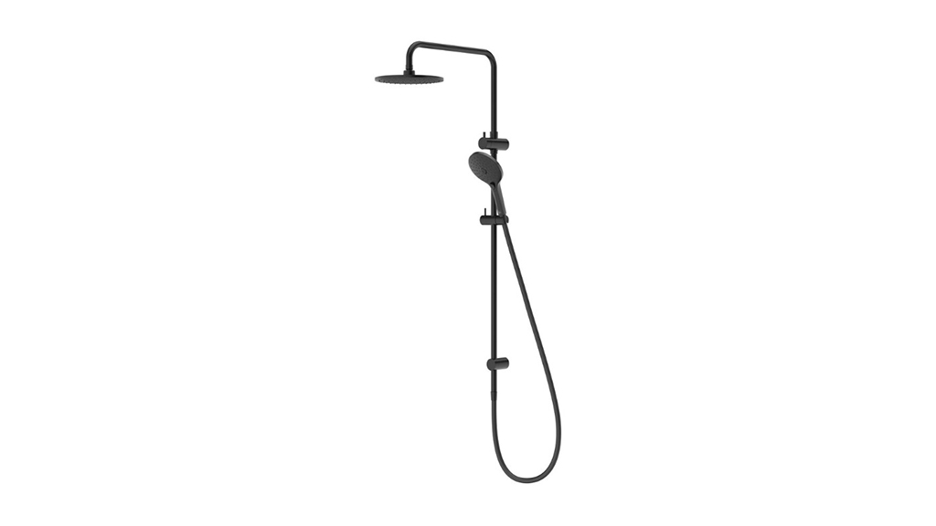 Posh Domaine Twin Rail Shower with Top Rail Water Inlet Matte Black PDSS2BK