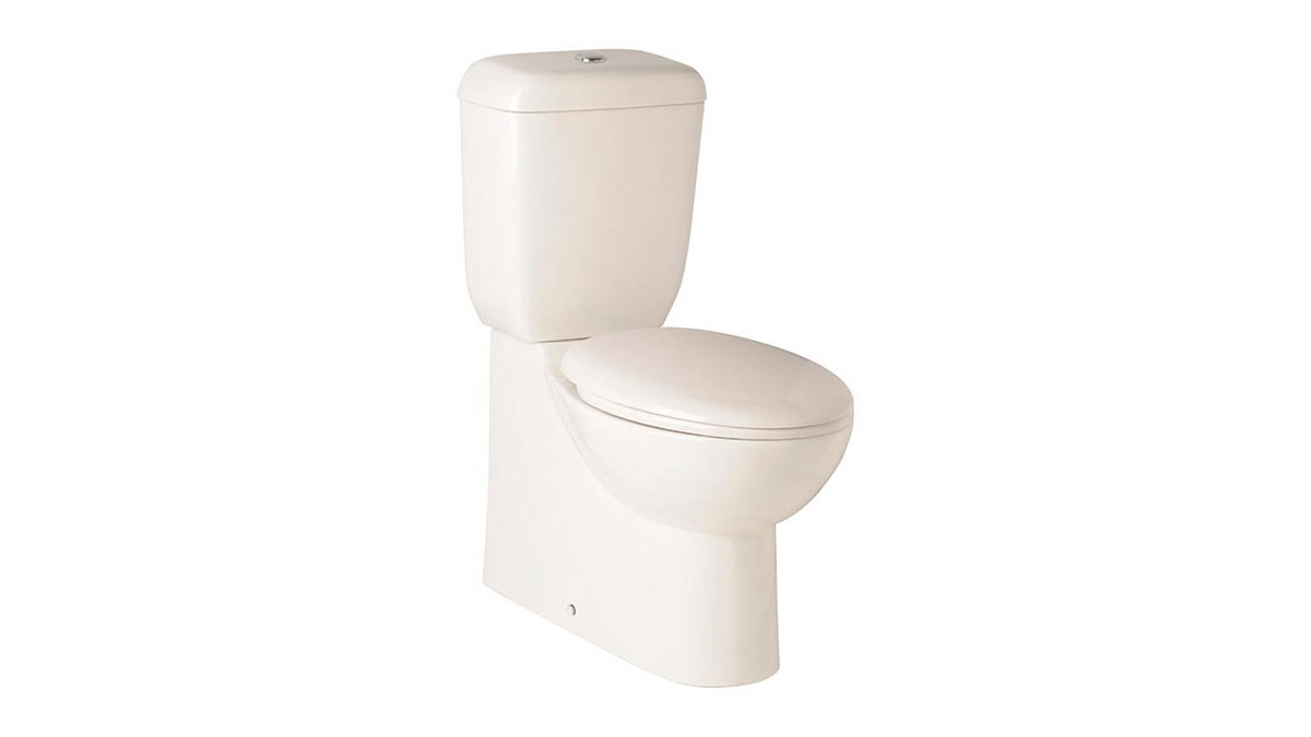 Posh Solus Round Close Coupled Back to Wall Back Inlet Toilet Suite S&P Trap with Quick Release Soft Close Seat White